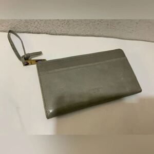 Margot Leather Zip Up Wallet Clutch Wristlet Green NWOT